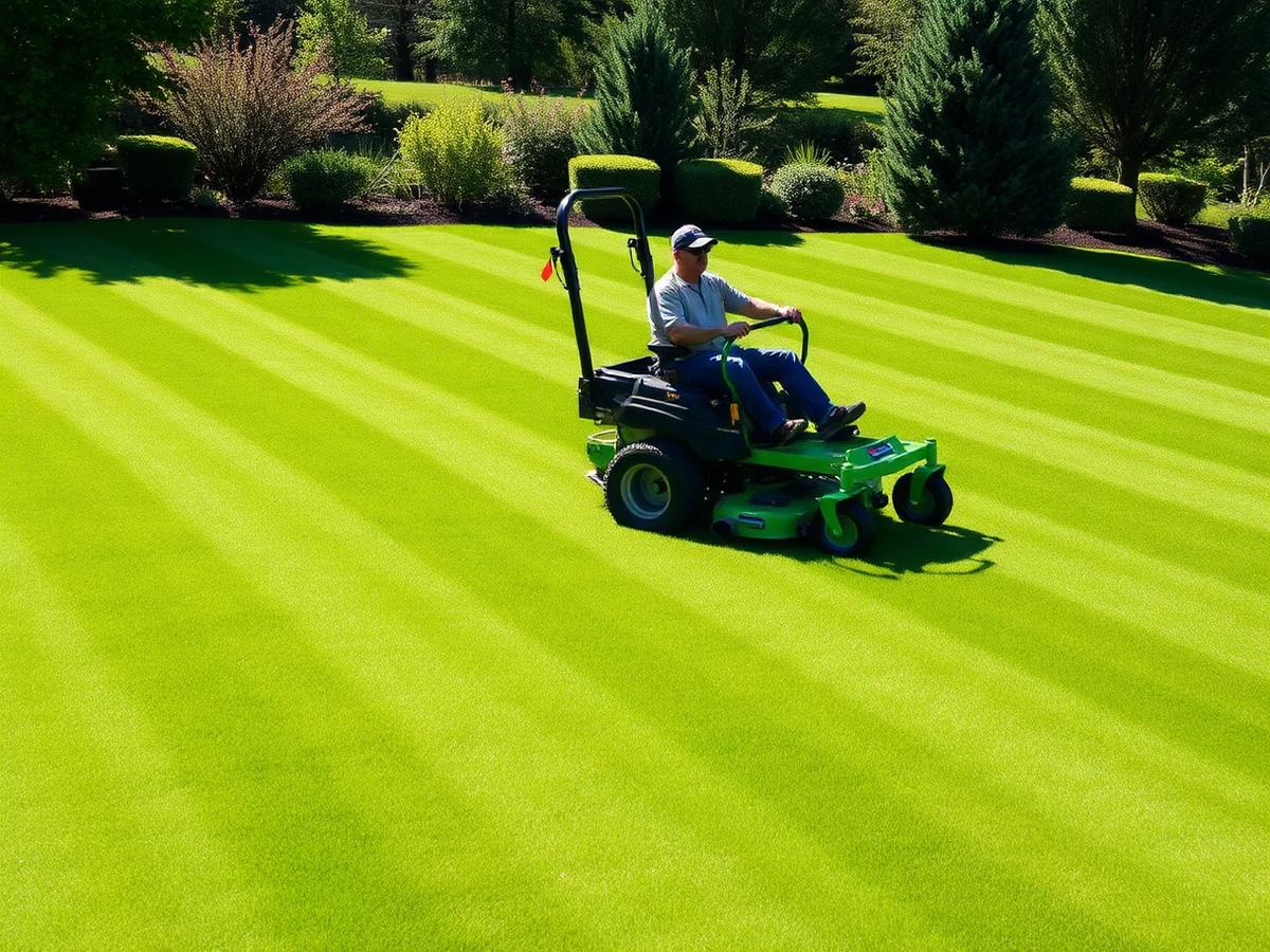 Landscaping crew mowing and edging a residential lawn in Murfreesboro TN